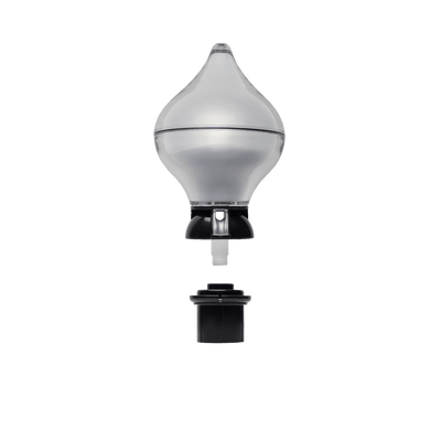 Vlaggenmastknop zilverkleurig peervorm binnenmaat 54 mm - zwarte adapter