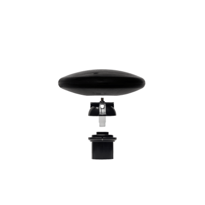 Vlaggenmastknop zwart plat binnenmaat 54 mm - zwarte adapter