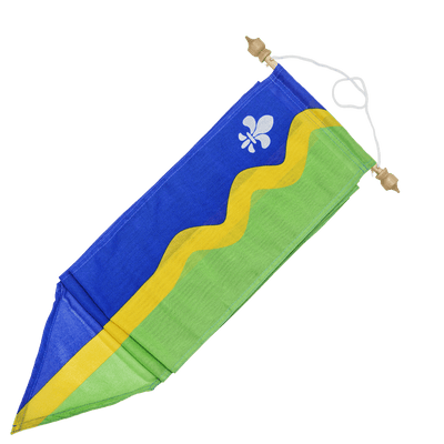 Flevolandse wimpel met houten stokje voor vlaggenmast