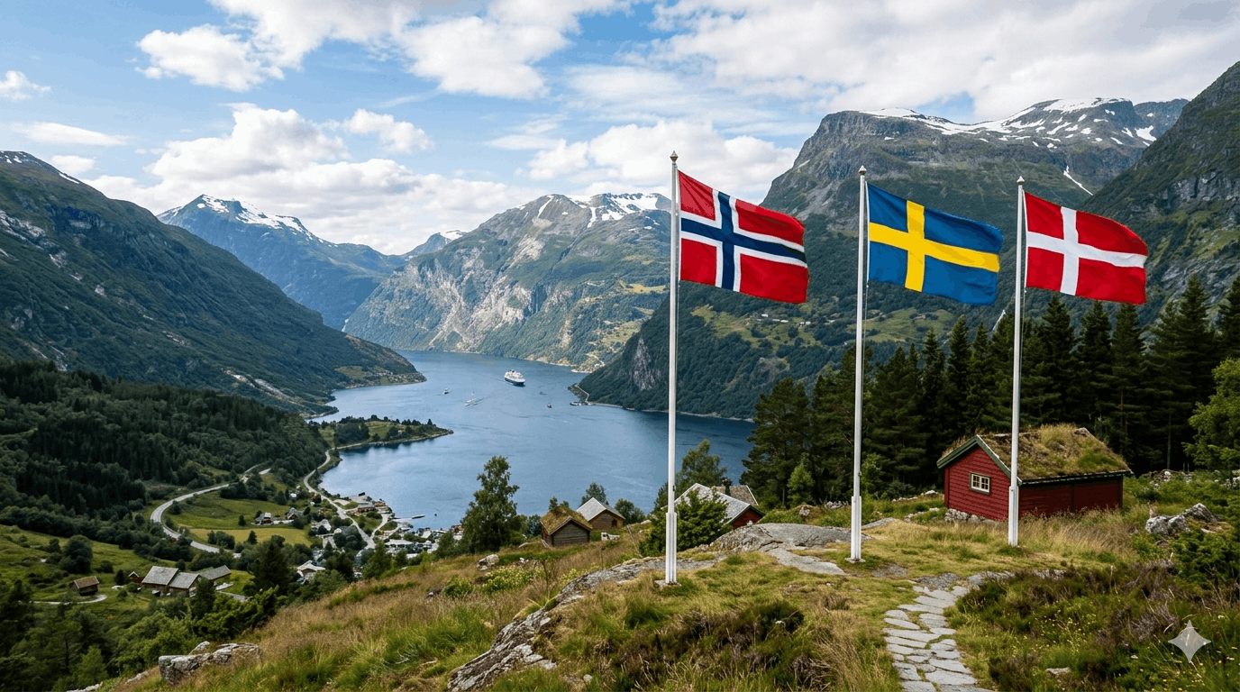 Scandinavische landen en hun vlaggen