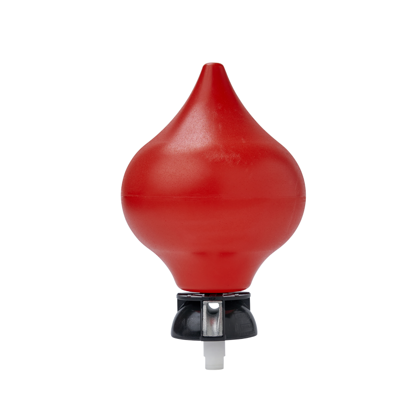 Oranje peer knop zwart onderkant