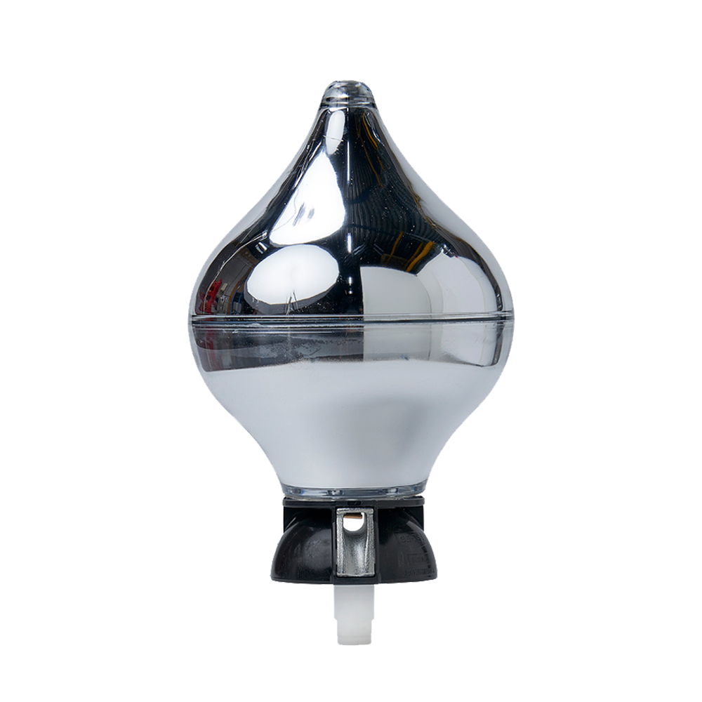 Zilverkleurige peer knop zwarte onderkant