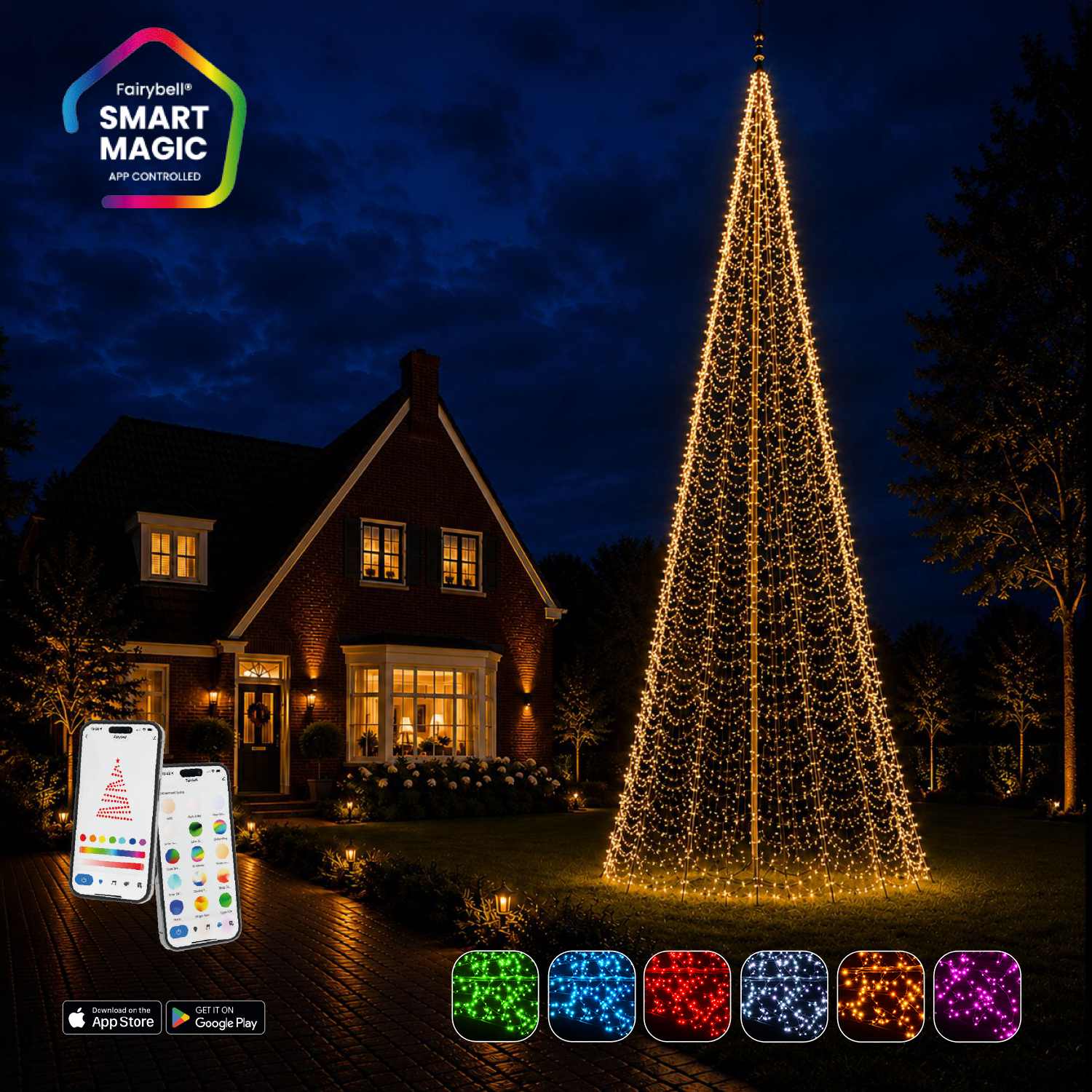 Fairybell PRO Smart Magic 12 meter met 2048 RGBW-leds in warm wit