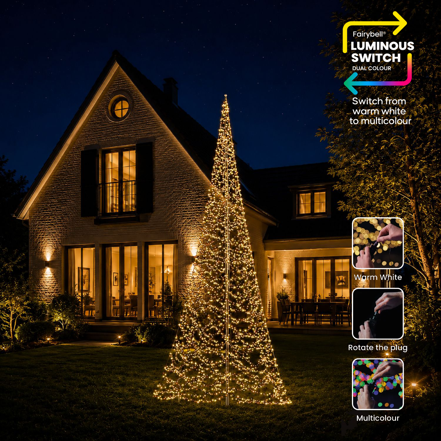 Fairybell Premium Luminous Switch 6 meter met 2048 leds in warm wit