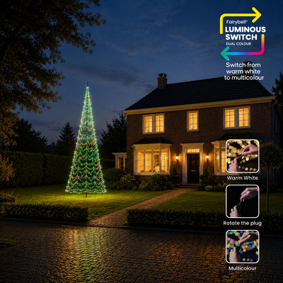 Fairybell Premium Luminous Switch 8 meter - wisselen tussen warm wit en multicolour