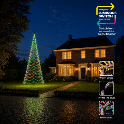 Fairybell Premium Luminous Switch 8 meter - wisselen tussen warm wit en multicolour
