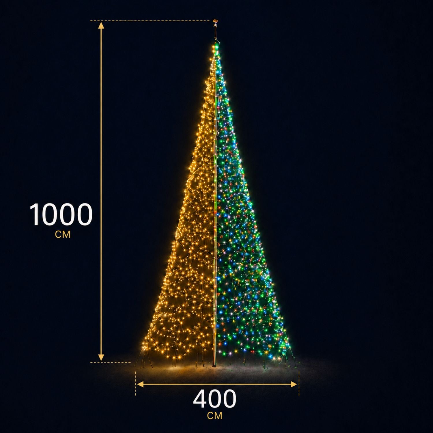 Afmetingen van Fairybell Premium Luminous Switch 10 meter met 8000 leds