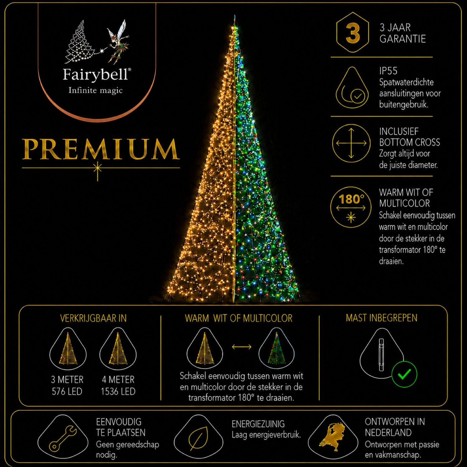 Belangrijkste voordelen van Fairybell Premium Luminous Switch 4 meter met 1536 leds