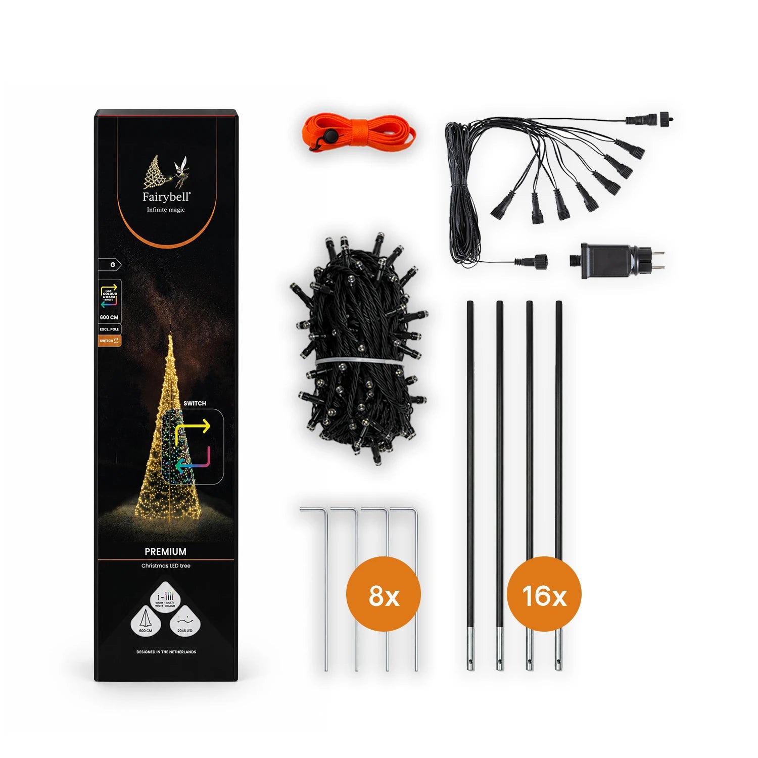 Verpakking en inhoud van Fairybell Premium Luminous Switch 6 meter 2048 LED