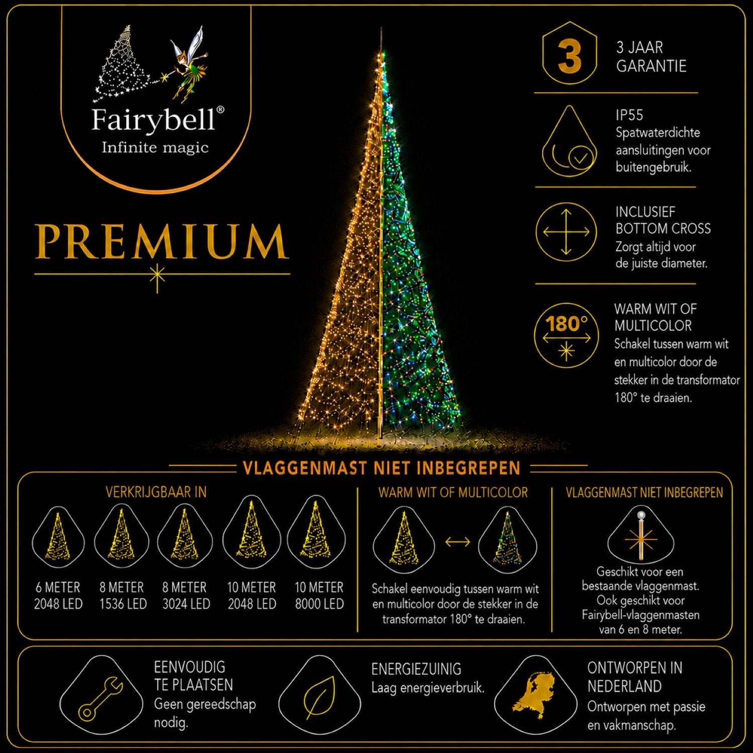 Belangrijkste voordelen van Fairybell Premium Luminous Switch 6 meter met 2048 leds