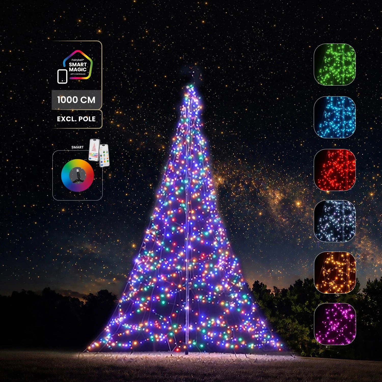 Fairybell Pro Smart Magic 10 meter 1792 LED RGBW met multicolor licht