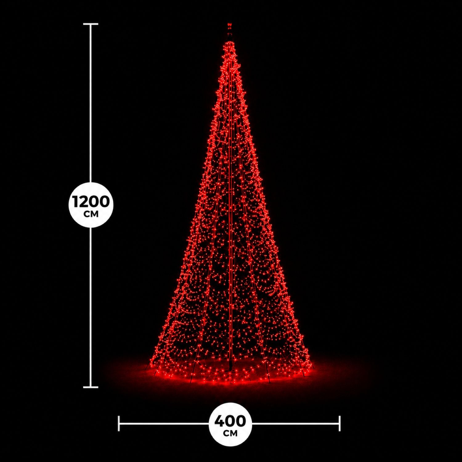 Afmetingen van Fairybell PRO Smart Magic 12 meter met 2048 RGBW-leds