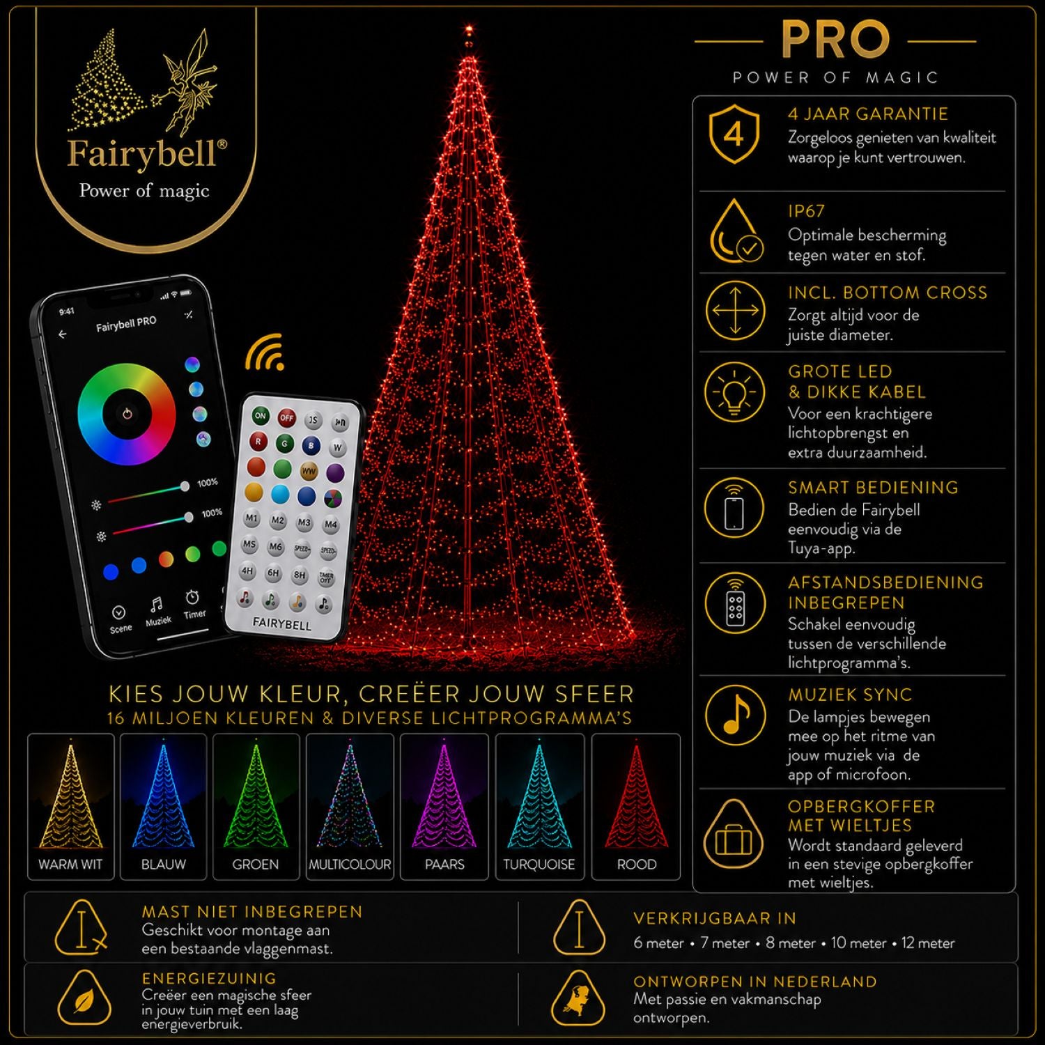 Belangrijkste voordelen van Fairybell PRO Smart Magic 6 meter met 1152 RGBW-leds