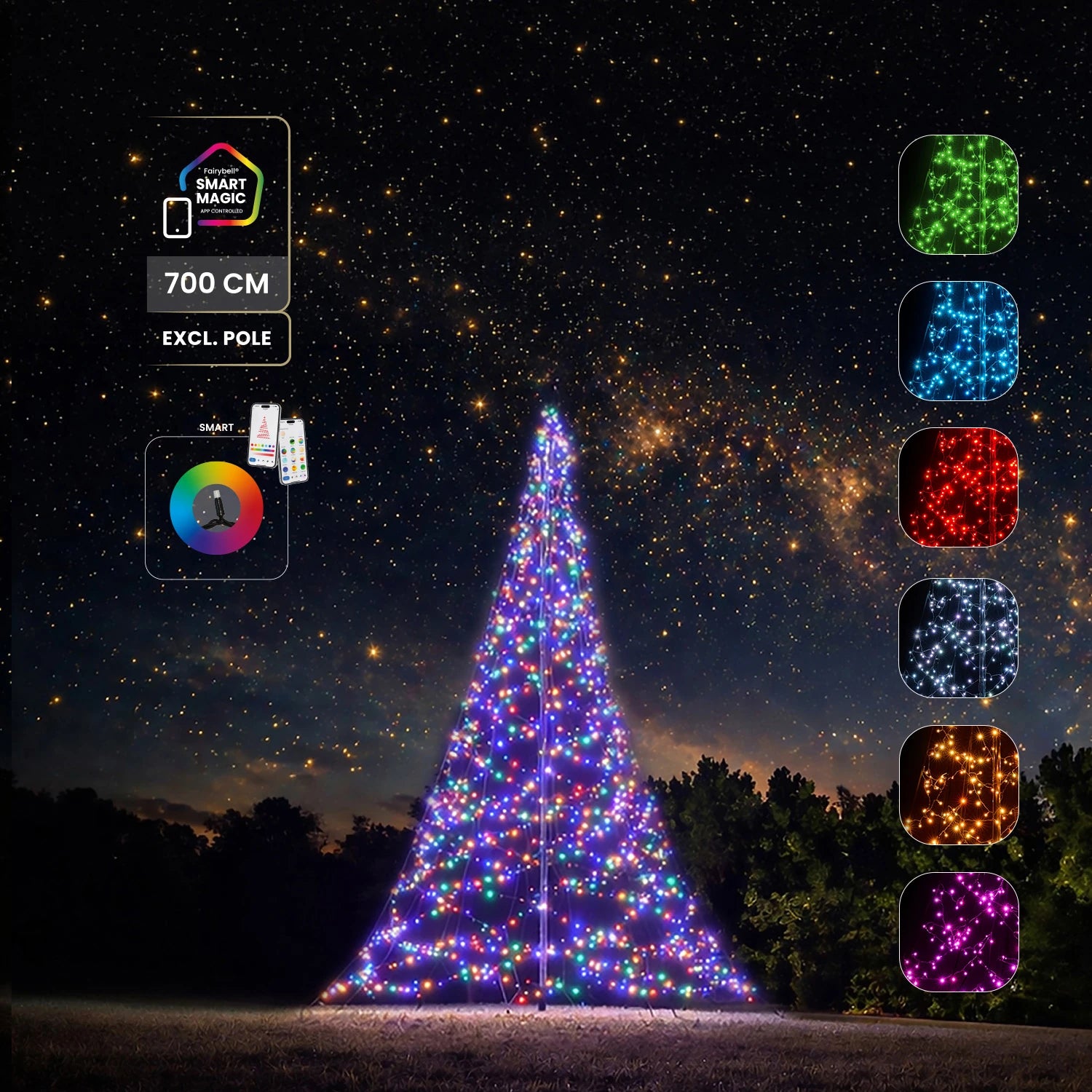 Fairybell Pro Smart Magic 7 meter 1344 LED RGBW met multicolor licht