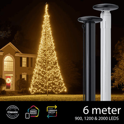 Polyester vlaggenmast 6 meter incl. kerstverlichting