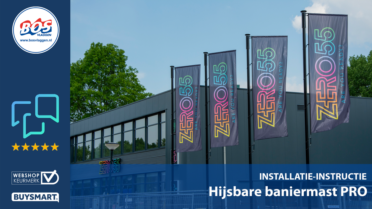 Hijsbare baniermast  PRO  - Geplaatst op kantelvoeten in Apeldoorn Zero55