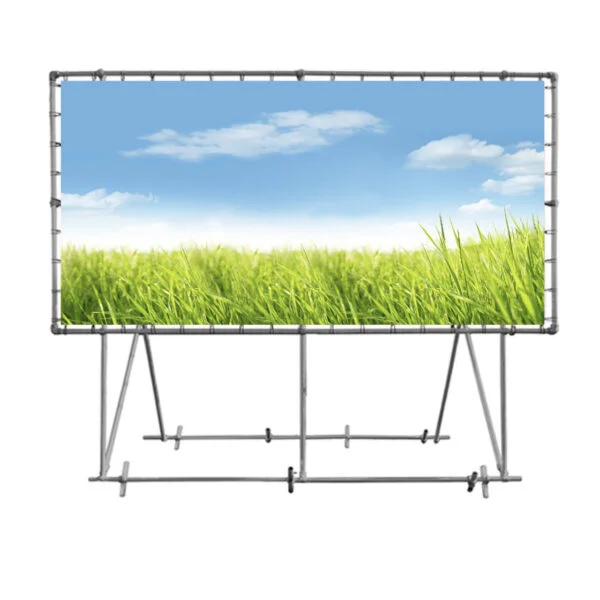 staand buizenframe met bedrukt spandoek