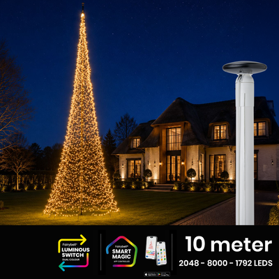 Fairybell vlaggenmast kerstverlichting 10 meter met Premium Luminous Switch en Pro Smart Magic