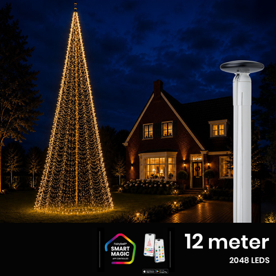 Fairybell vlaggenmast kerstverlichting 12 meter met Pro Smart Magic