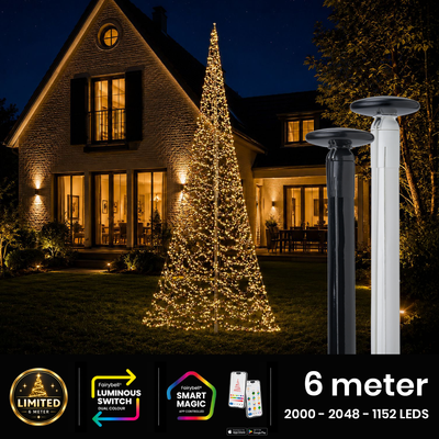Fairybell vlaggenmast kerstverlichting 6 meter met Limited, Premium Luminous Switch en Pro Smart Magic