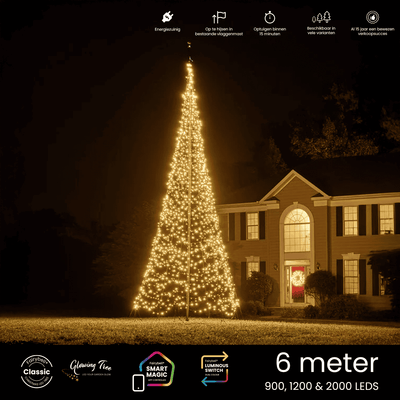 Vlaggenmast kerstverlichting 6 meter