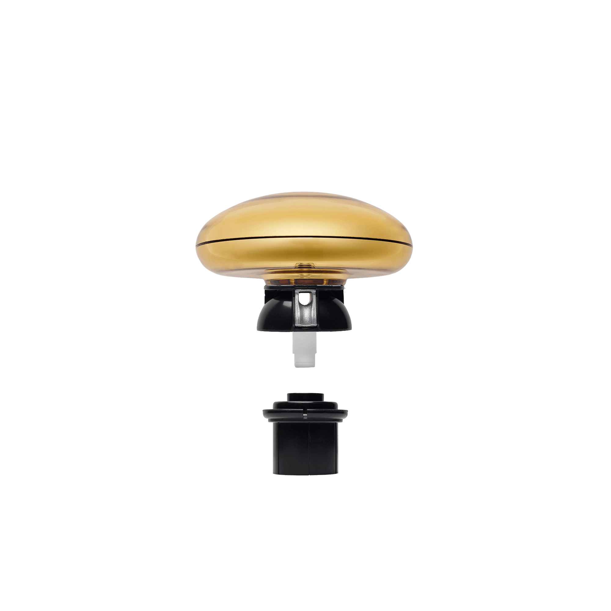 Vlaggenmastknop goudkleurig plat binnenmaat 54 mm - zwarte adapter