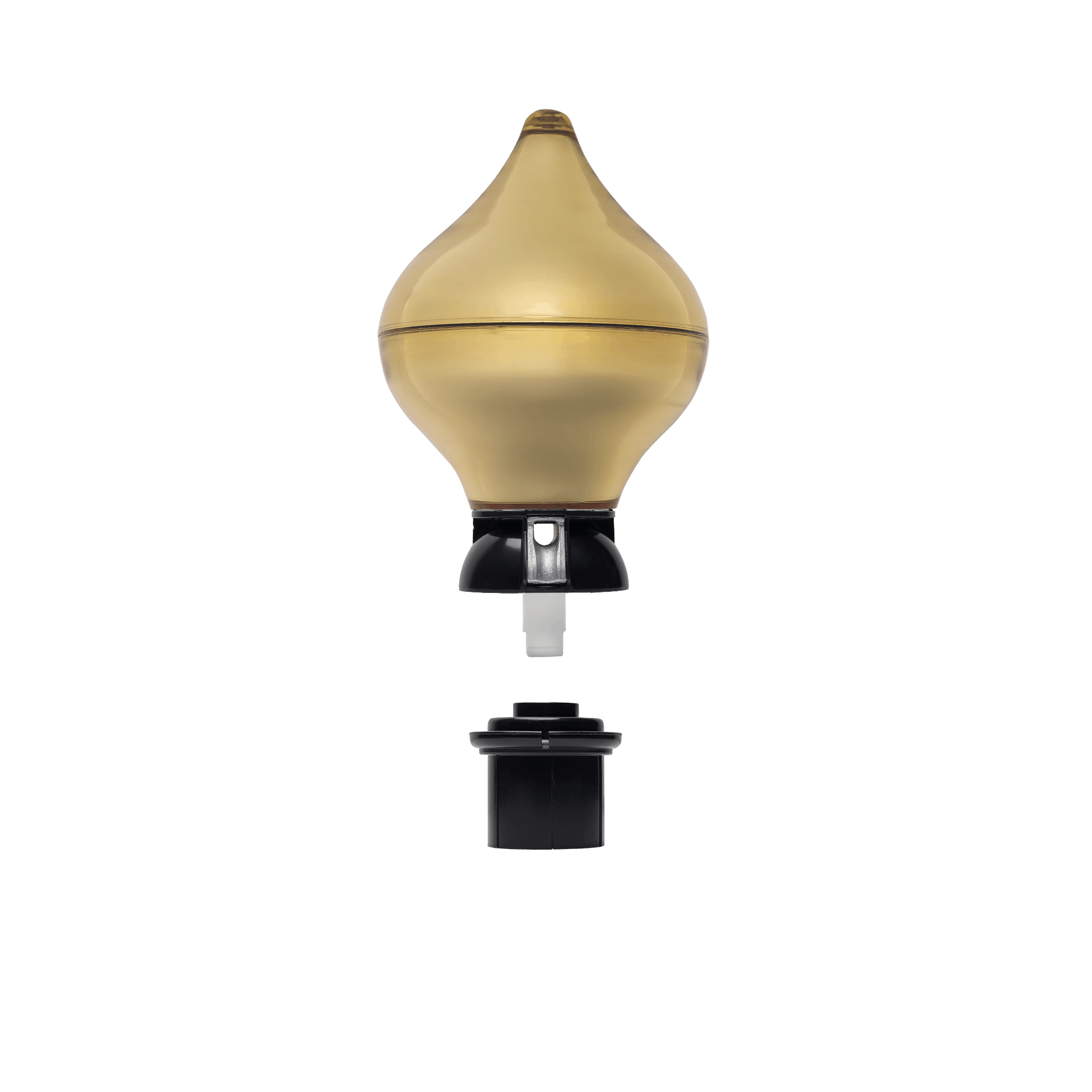 Vlaggenmastknop goudkleurig peervorm binnenmaat 54 mm - zwarte adapter