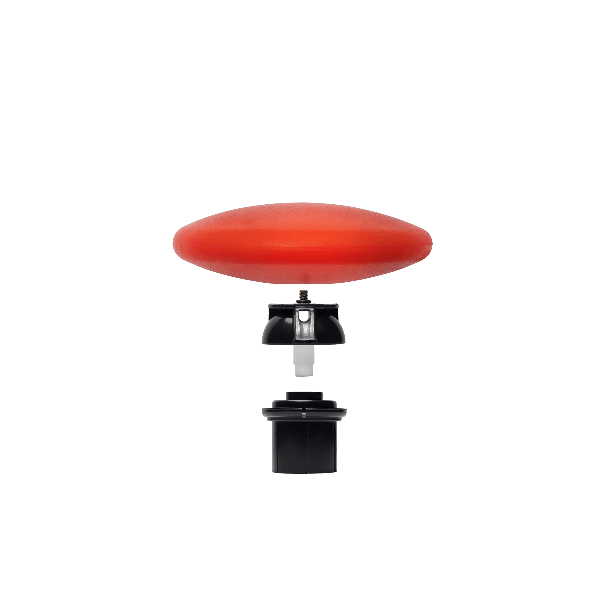 Vlaggenmastknop oranje plat binnenmaat 54 mm - zwarte adapter