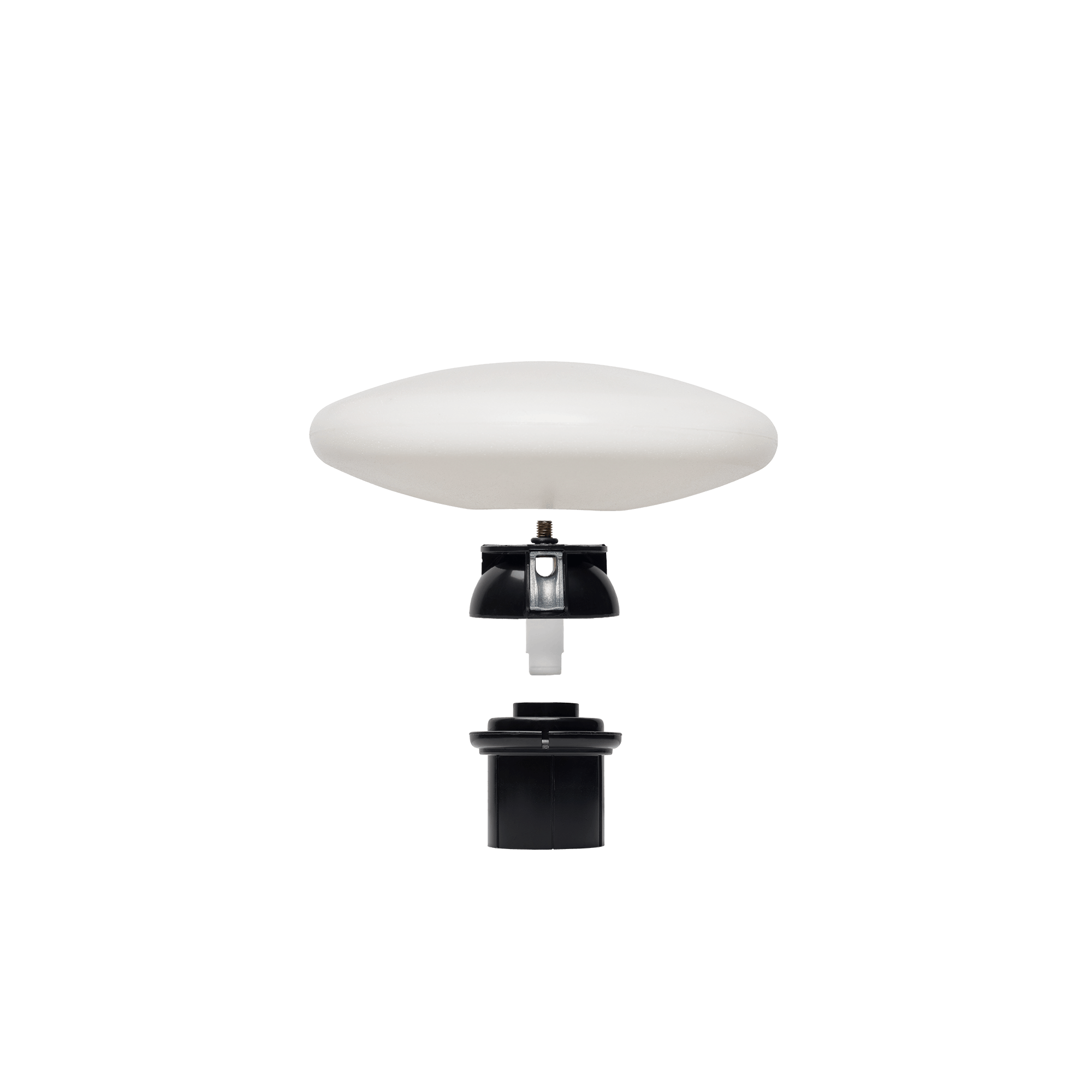 Vlaggenmastknop wit plat binnenmaat 54 mm - zwarte adapter