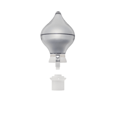 Vlaggenmastknop zilverkleurig peer binnenmaat 54 mm - witte adapter