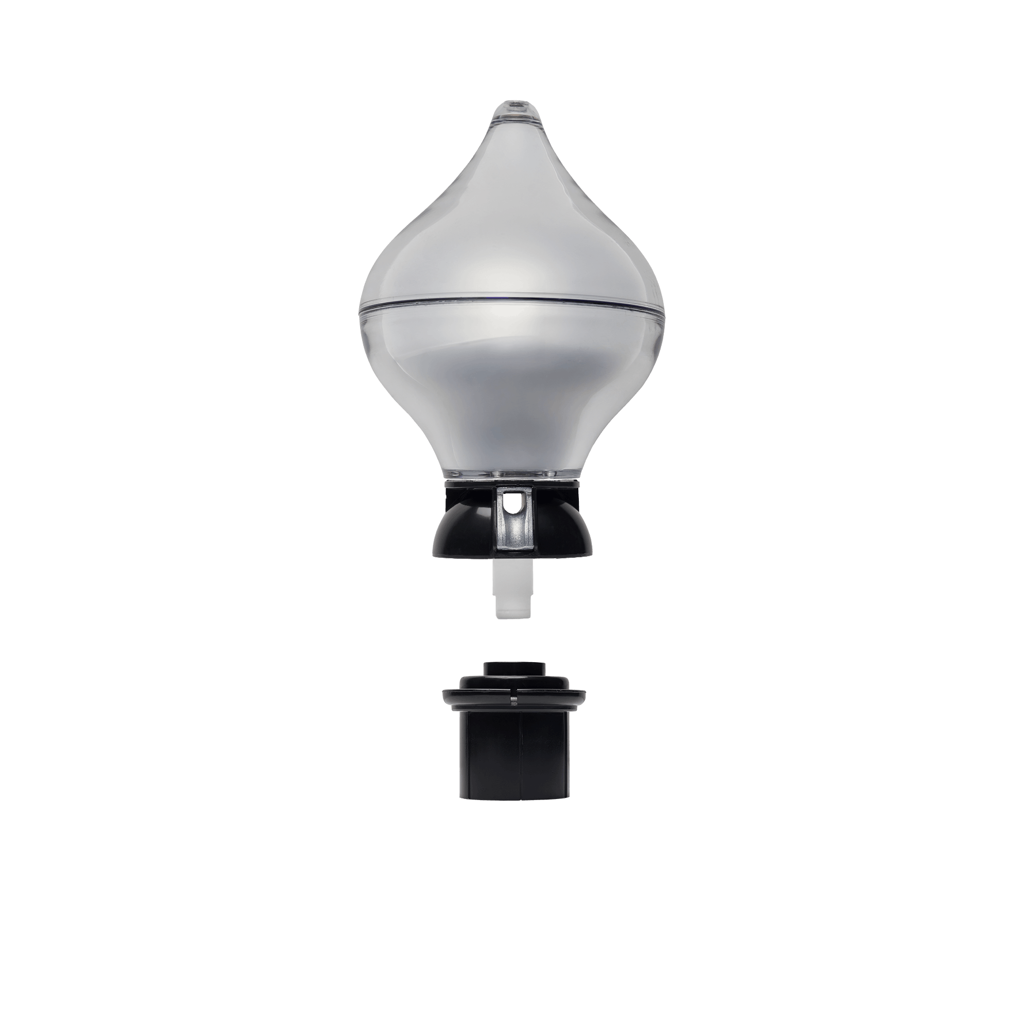 Vlaggenmastknop zilverkleurig peervorm binnenmaat 54 mm - zwarte adapter