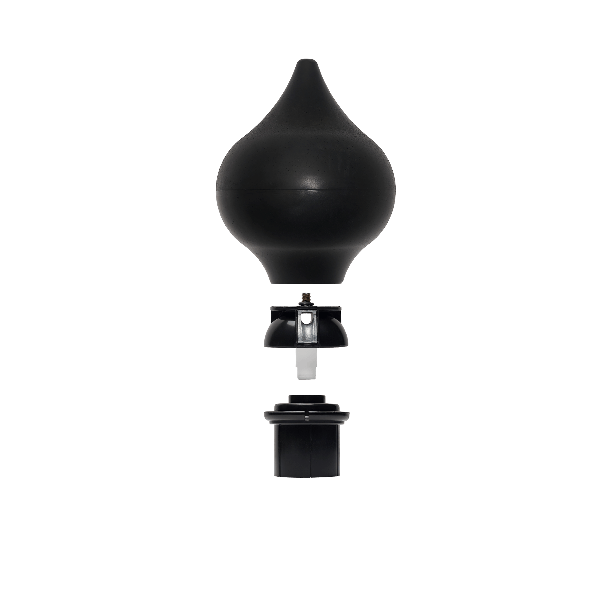 Vlaggenmastknop zwart peer binnenmaat 54 mm - zwarte adapter