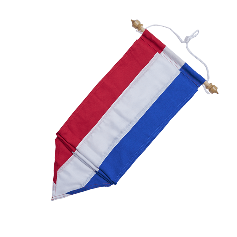 Welkomswimpel rood wit blauw 250 cm en 350 cm met stokje en punt voor vlaggenmast in Nederland