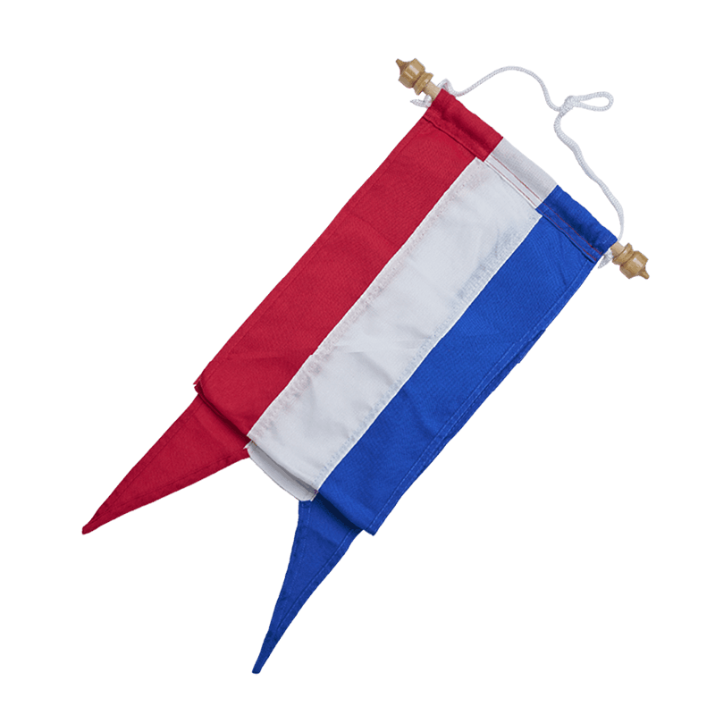 Welkomswimpel rood wit blauw 450 cm met stokje en zwaluwstaart voor vlaggenmast in Nederland