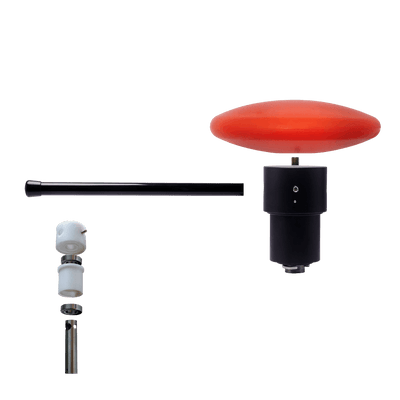 Zwarte draaitop met zwarte banieruithouder voor aluminium vlaggenmast